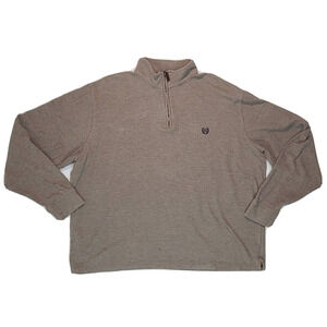 CHAPS Men's Long Sleeve 1/4 Zip 100% Cotton Pullover Gray Shirt Sweatshirt